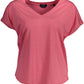Elegant V-Neck Tee with Contrasting Embroidery
