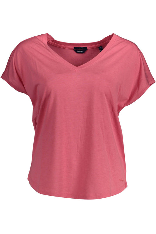 Elegant V-Neck Tee with Contrasting Embroidery
