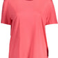 Chic Pink Embroidered Tee with Wide Neckline