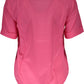 Silk V-Neck Tee in Pink with Logo Accents