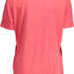 Chic Pink Embroidered Tee with Wide Neckline