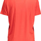 Elegant Red Embroidered Tee with Wide Neckline