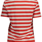 Chic Red Organic Cotton Tee with Logo Detail