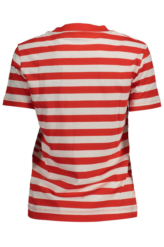 Chic Red Organic Cotton Tee with Logo Detail