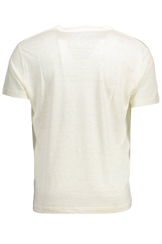 Elegant White Linen Embroidered Logo Tee