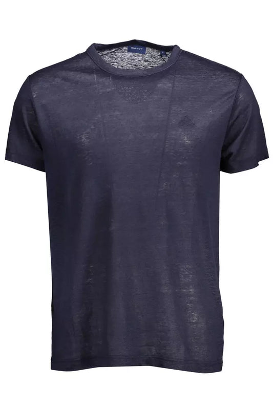 Elegant Blue Short Sleeve Linen Tee