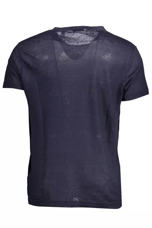 Elegant Blue Short Sleeve Linen Tee