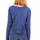 Chic Long Sleeve Blue Top with Logo Detail