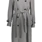 Chic Blue Viscose Trench Coat with Belted Waist