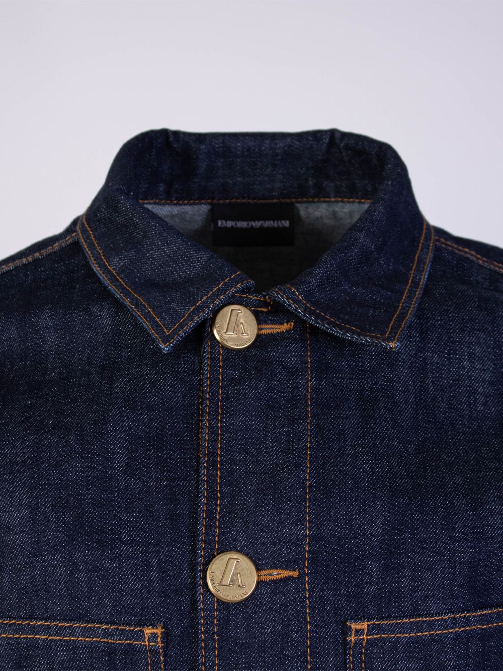 Elegant Denim Overshirt with Gold Detailing