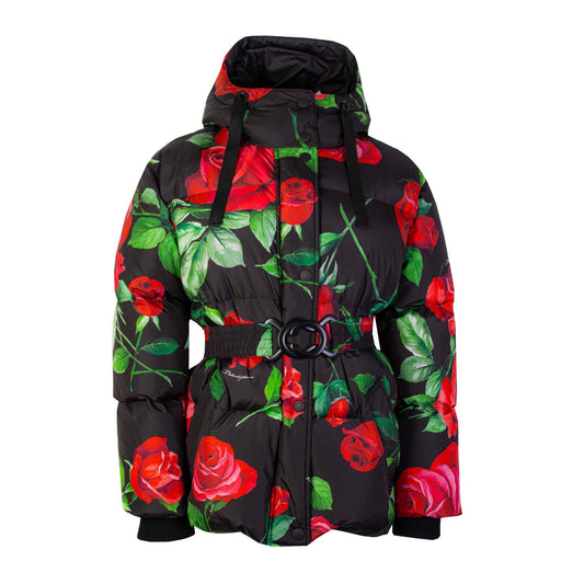 Elegant Rose Quilted Jacket with Hood