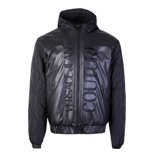 Quilted Black Jacket with Adjustable Hood