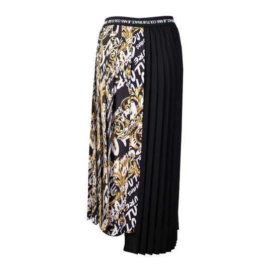 Elegant Asymmetric Pleated Skirt with Baroque Detail