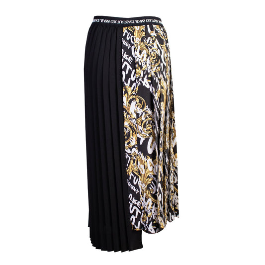 Elegant Asymmetric Pleated Skirt with Baroque Detail