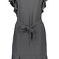 Elegant Short Sleeve Dress with Waist Belt