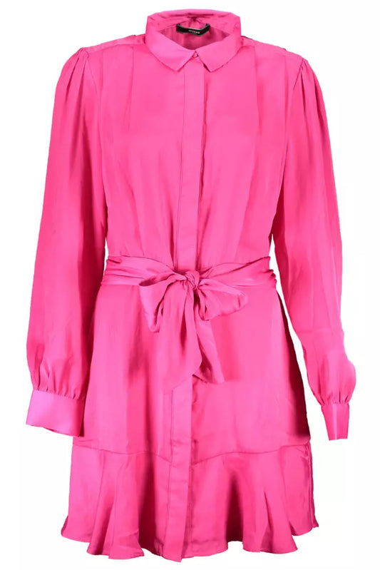 Chic Pink Long Sleeve Dress with Logo Detail