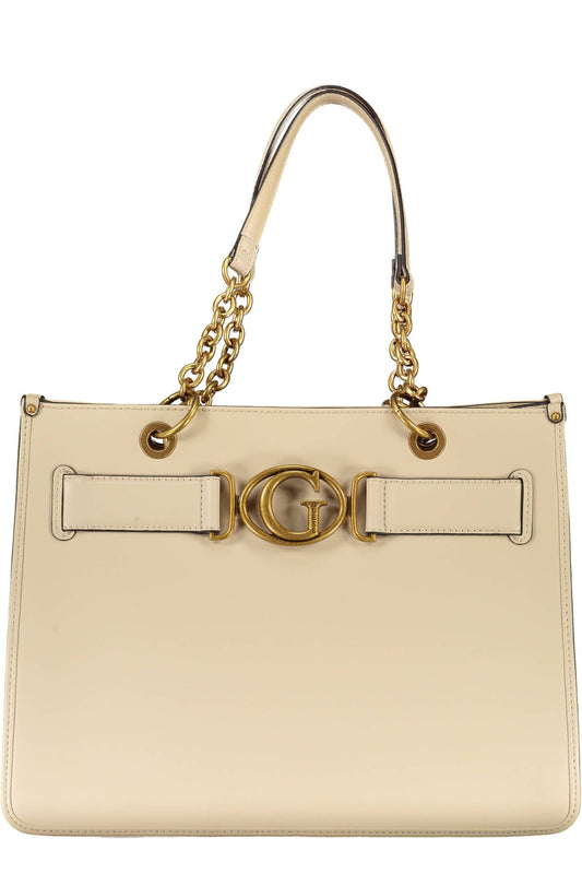 Beige Elegance Shoulder Bag with Logo Detail