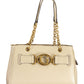 Chic Beige Polyurethane Handbag with Logo