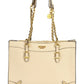 Beige Chain-Link Shoulder Handbag