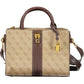 Chic Beige Tote with Contrast Details and Logo