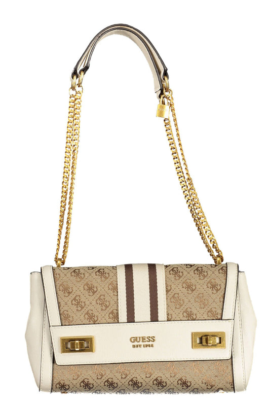 Elegant Beige Chain Shoulder Handbag