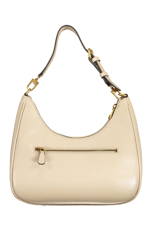 Chic Beige Shoulder Handbag with Contrasting Details