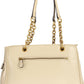 Chic Beige Polyurethane Handbag with Logo