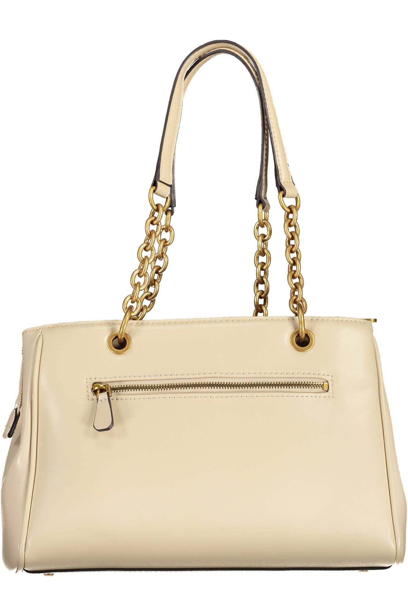 Chic Beige Polyurethane Handbag with Logo