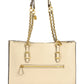 Beige Chain-Link Shoulder Handbag