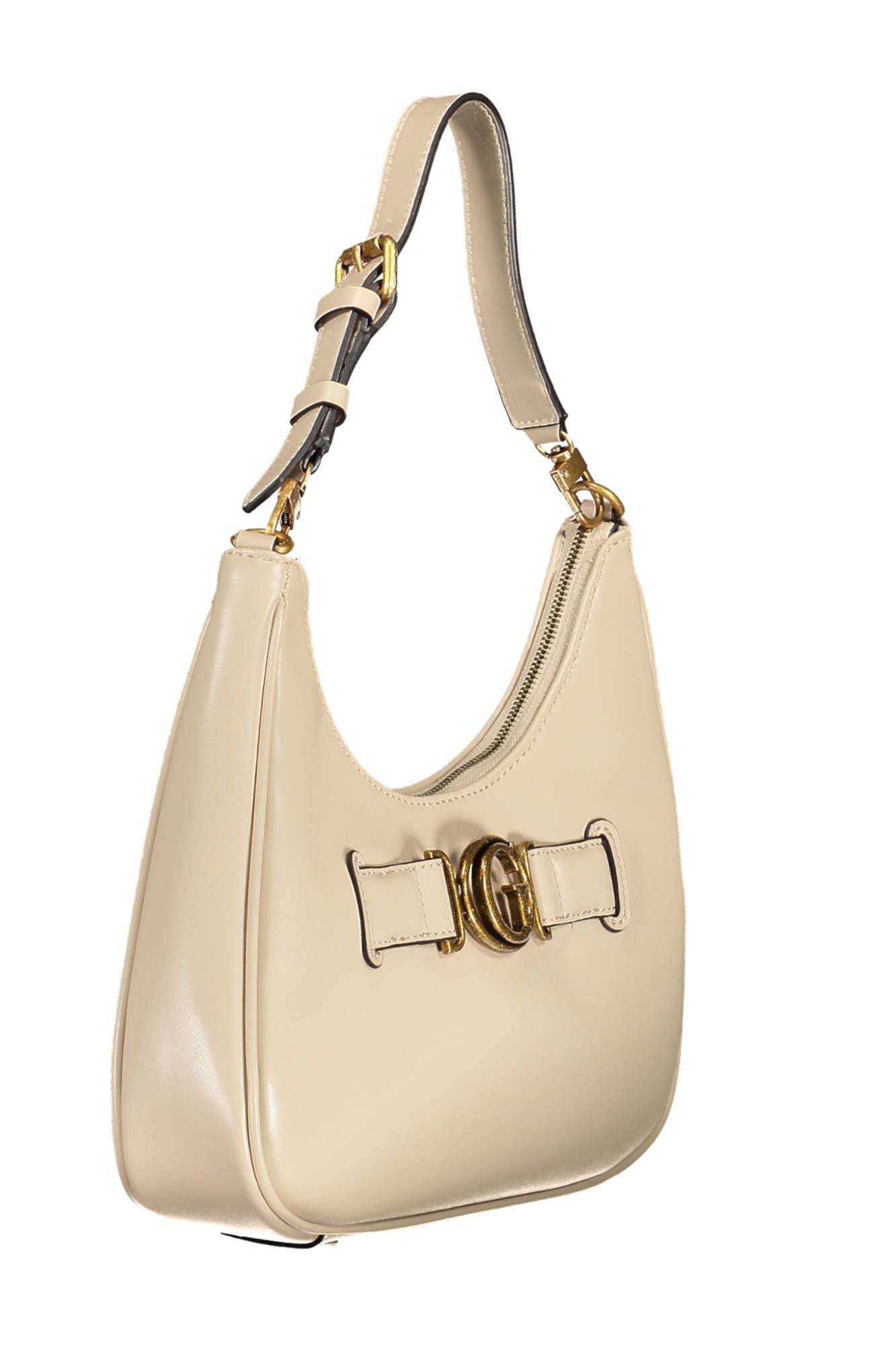 Chic Beige Shoulder Handbag with Contrasting Details