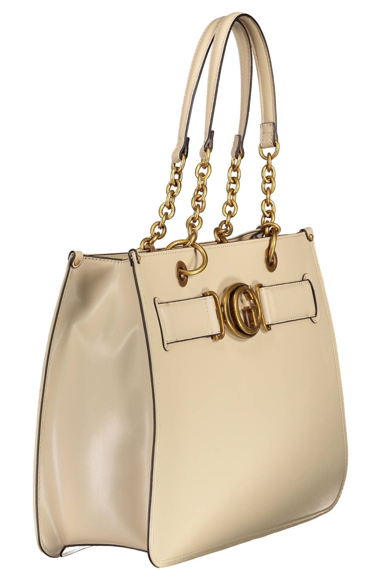 Beige Elegance Shoulder Bag with Logo Detail