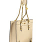 Beige Chain-Link Shoulder Handbag