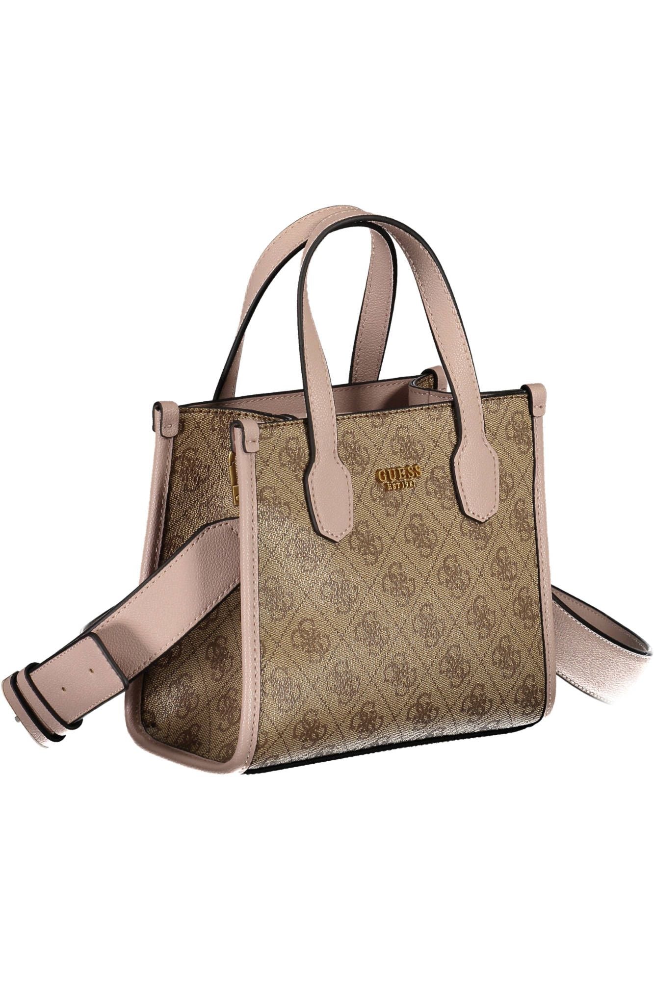 Elegant Two-Handle Beige Handbag with Card Slots