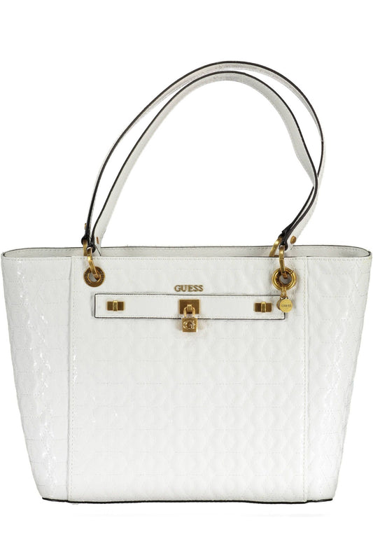 Chic White Shoulder Bag with Contrasting Details