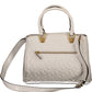 Chic White Polyurethane Handbag with Contrasting Details