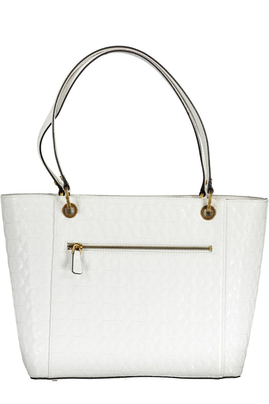 Chic White Shoulder Bag with Contrasting Details