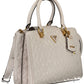 Chic White Polyurethane Handbag with Contrasting Details