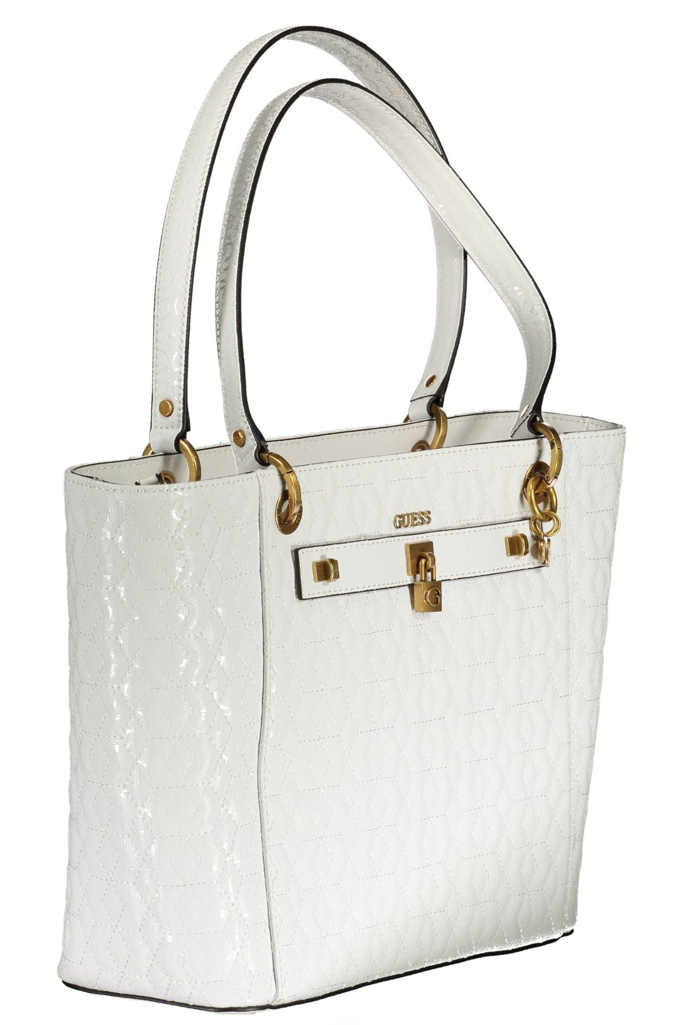 Chic White Shoulder Bag with Contrasting Details