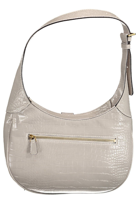 Chic Gray Shoulder Bag with Contrasting Details