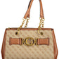 Chic Brown Chain Handled Polyurethane Bag