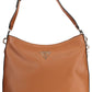 Chic Brown Shoulder Bag with Logo Detail