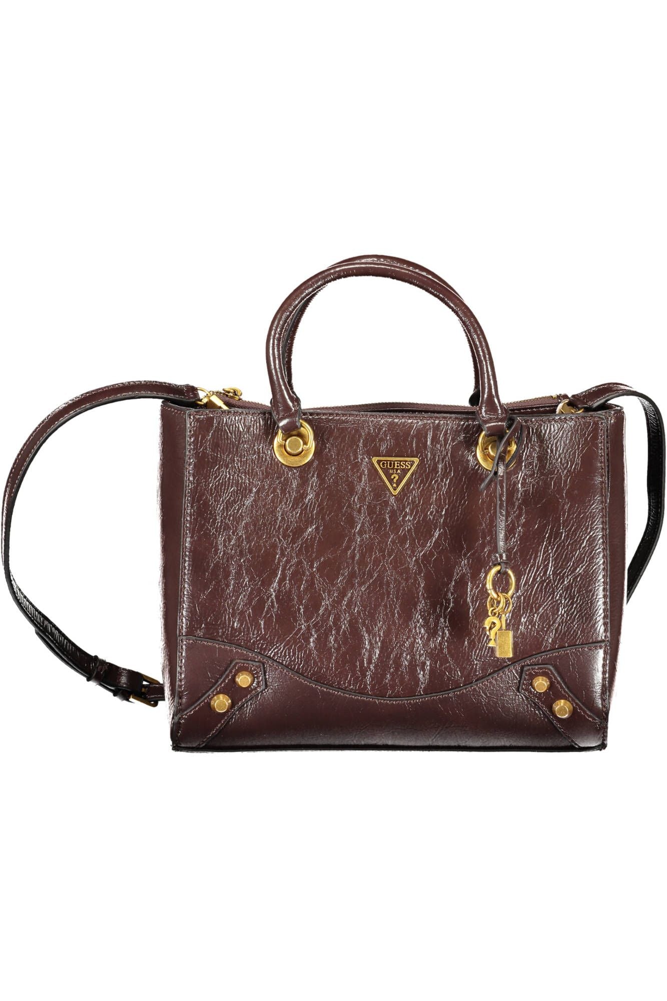 Elegant Brown Polyurethane Handbag with Logo