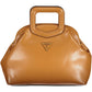 Chic Brown Polyurethane Handbag with Logo