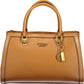 Chic Brown Polyurethane Handbag with Contrasting Details