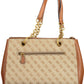 Chic Brown Chain Handled Polyurethane Bag