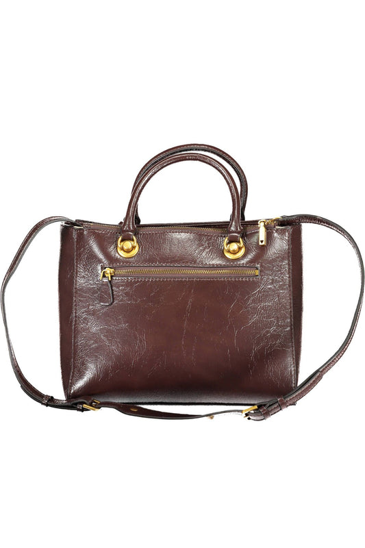 Elegant Brown Polyurethane Handbag with Logo