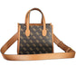 Chic Brown Double Compartment Handbag