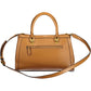 Chic Brown Polyurethane Handbag with Contrasting Details