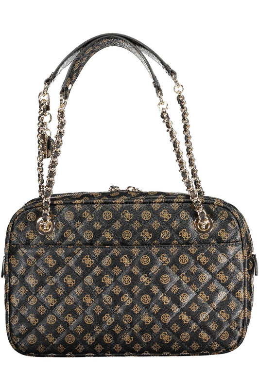 Chic Chain-Handled Brown Shoulder Bag