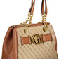 Chic Brown Chain Handled Polyurethane Bag